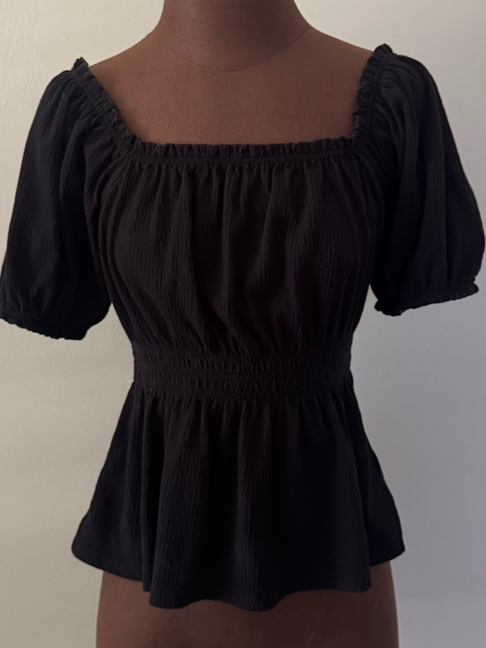 Old Navy Black Square-Neck Puff Sleeve Top
